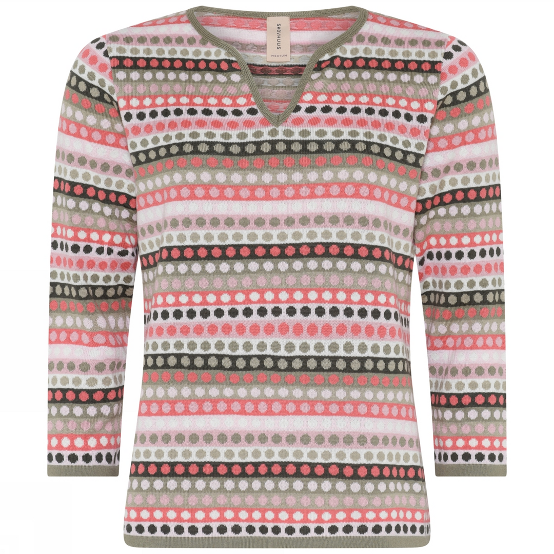 Dotted 3/4 sleeve pullover