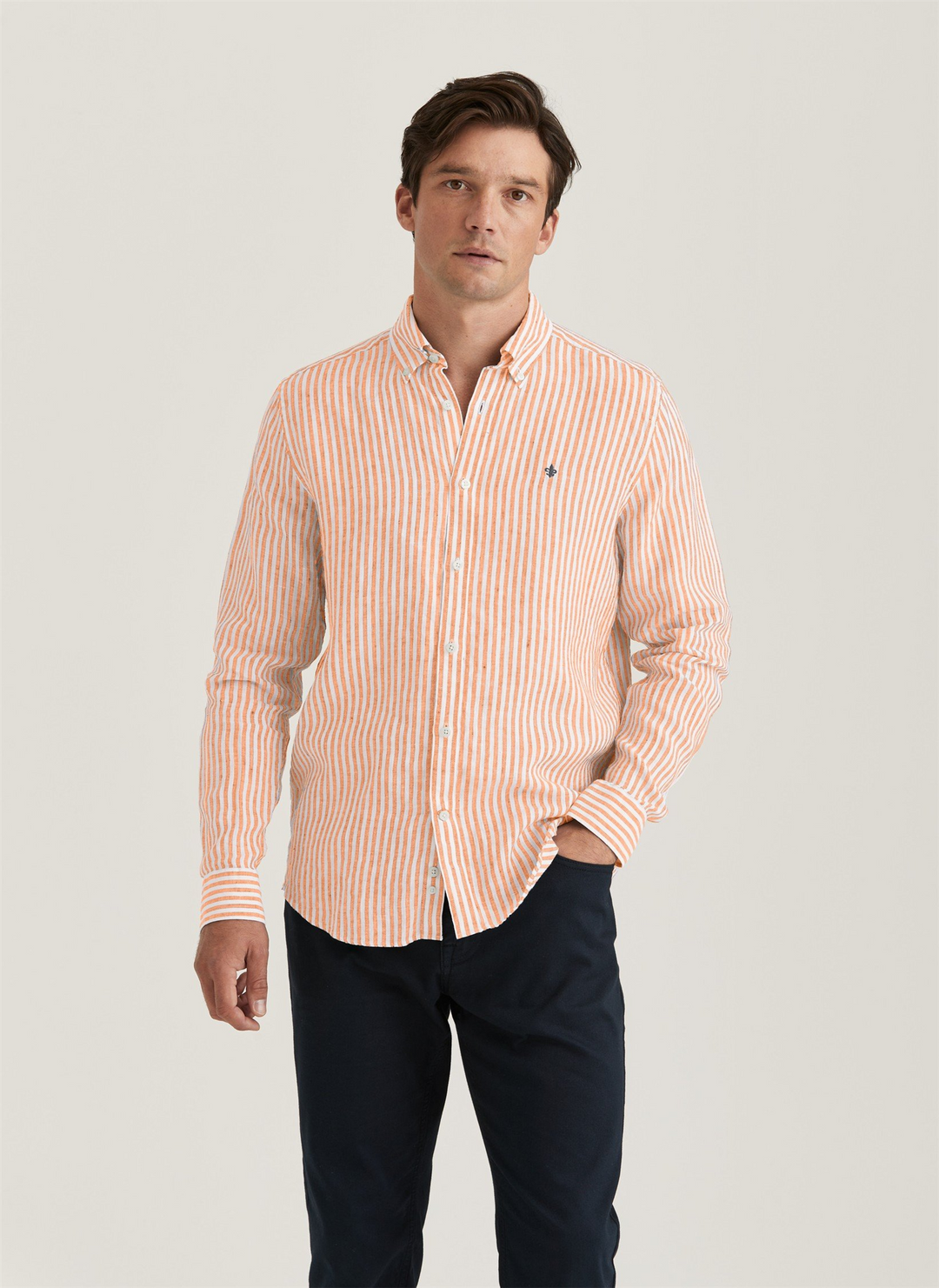 Douglas Linen Stripe Shirt-Classic Fit