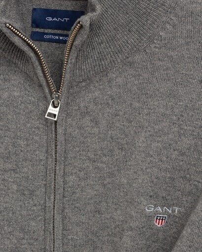 COTTON WOOL ZIP CARDIGAN