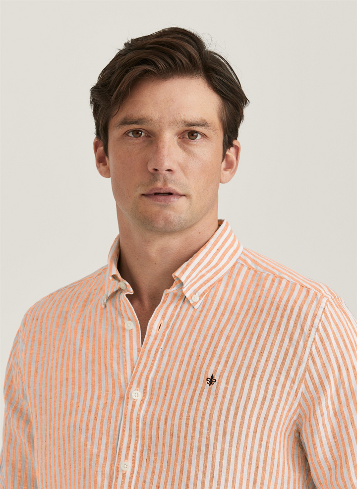 Douglas Linen Stripe Shirt-Classic Fit