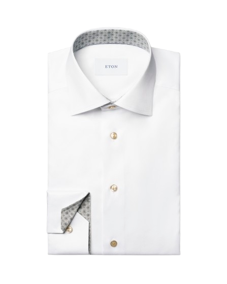 Contemporary Fit White Medallion Effect Signature Twill Shirt