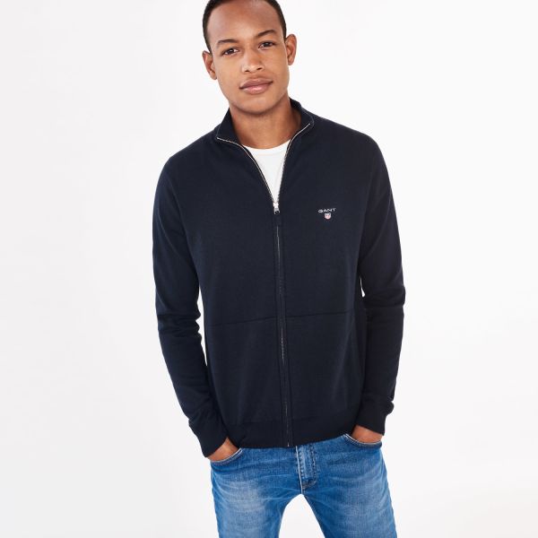 COTTON WOOL ZIP CARDIGAN